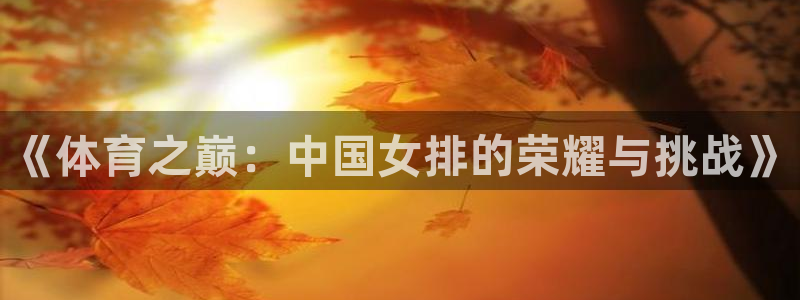 熊猫体育怎么样：《体育之巅：中国女排的荣耀与挑战》